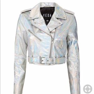 Veda cropped leather jacket